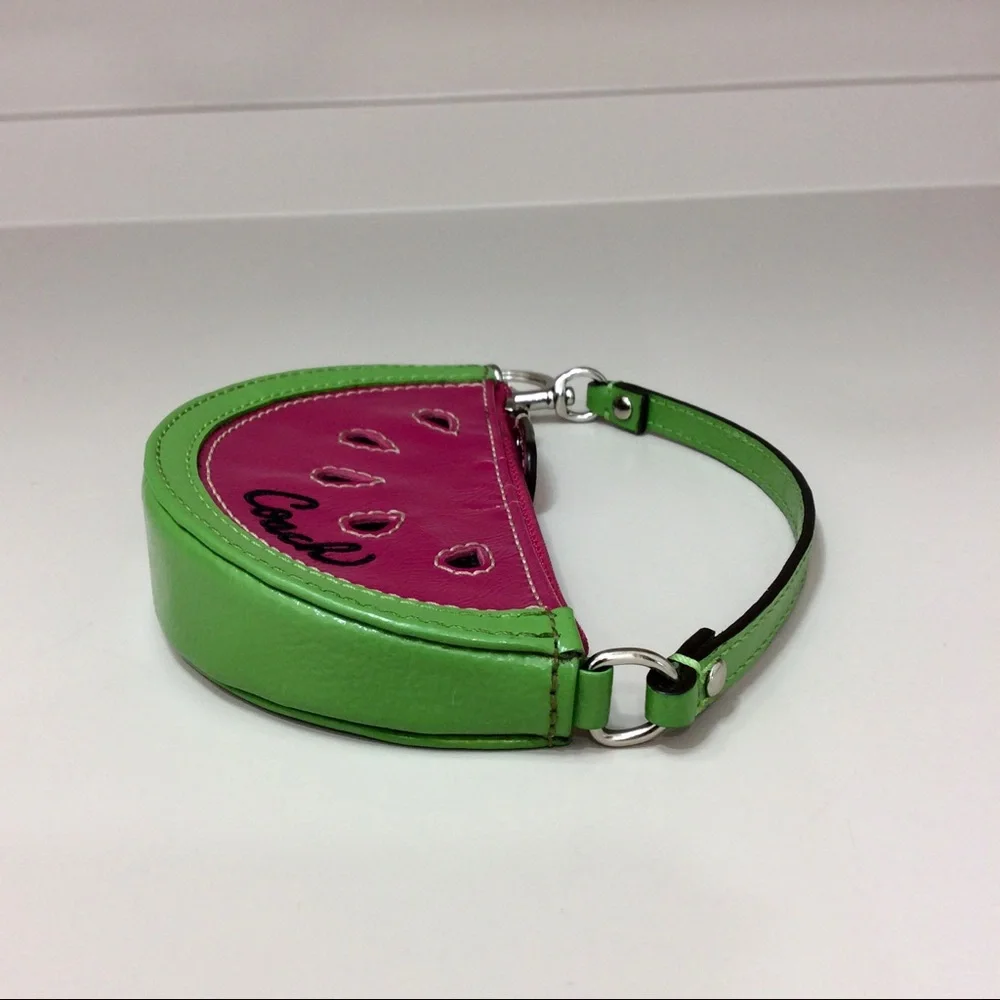 Coach Vintage Watermelon Coin Pouch Pink Green Patent Leather Y2K - Picture 9 of 14